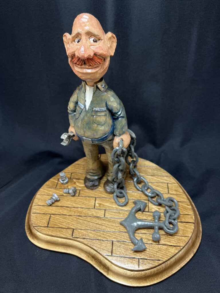 Navy Officer Caricature Carving